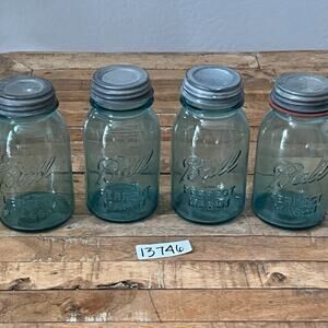 Vintage BALL Perfect Mason Blue Canning Jars Set